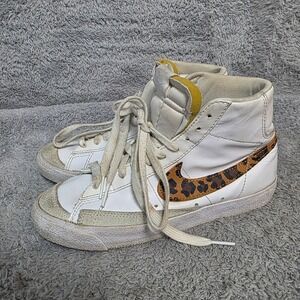 Nike Blazer Mid '77  Leopard Swoosh Sneakers DA8736-101 Worn‎ Dirty & Cool 6.5